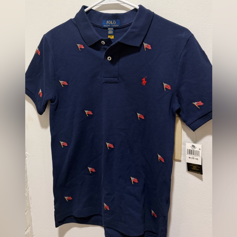 Polo by Ralph Lauren Youth Medium Polo Shirt with Flag Embroidery